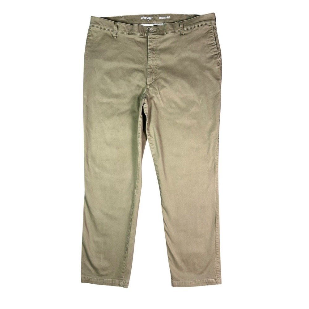 Wrangler Relaxed Fit Flat Front Khaki Trousers 42x32